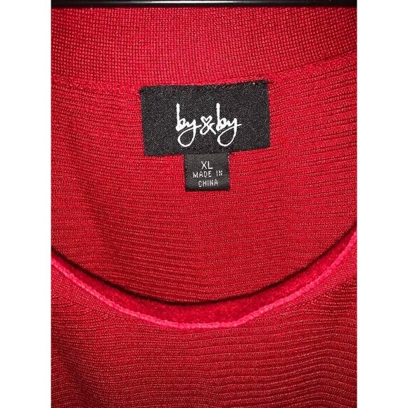 By & By Womens Ribbed Pullover Sweater Red XL - Picture 3 of 4